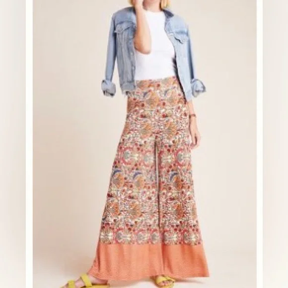 Wide Leg Floral pants from Farm Rio (Anthropologie), Sz M - Picture 1 of 4